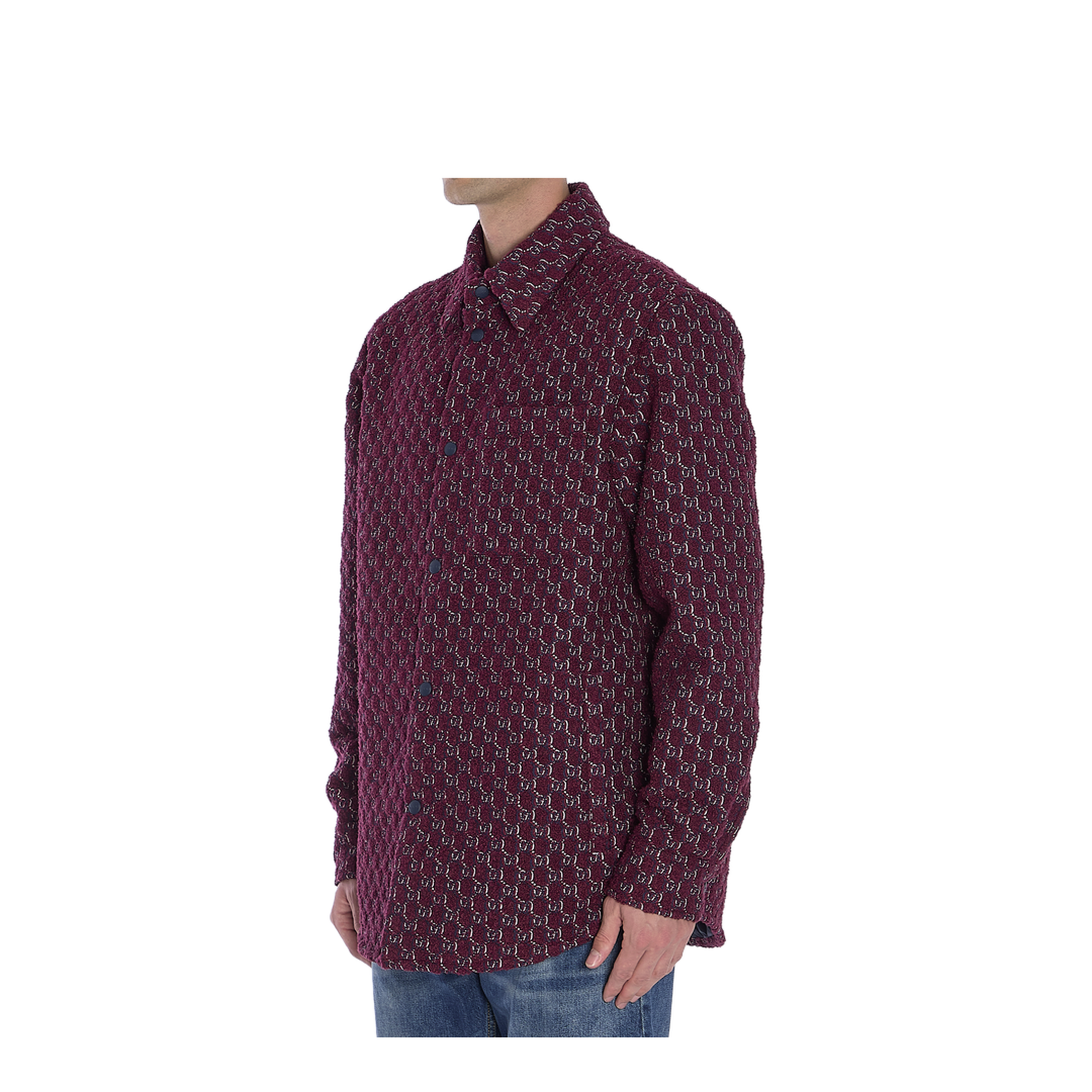 Burgundy Bouclé Padded Shirt - Image 2