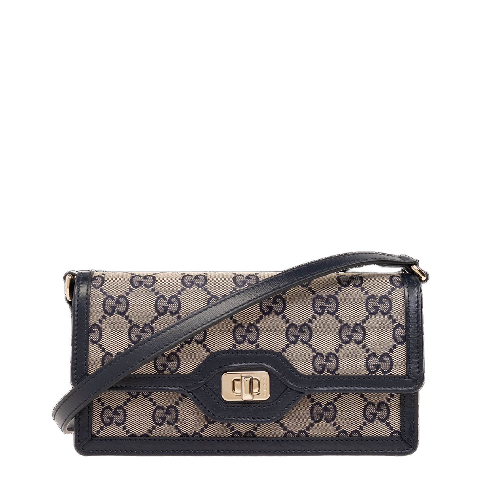 Horsebit 1955 Leather Wallet On Chain - Navy Blue - Image 1