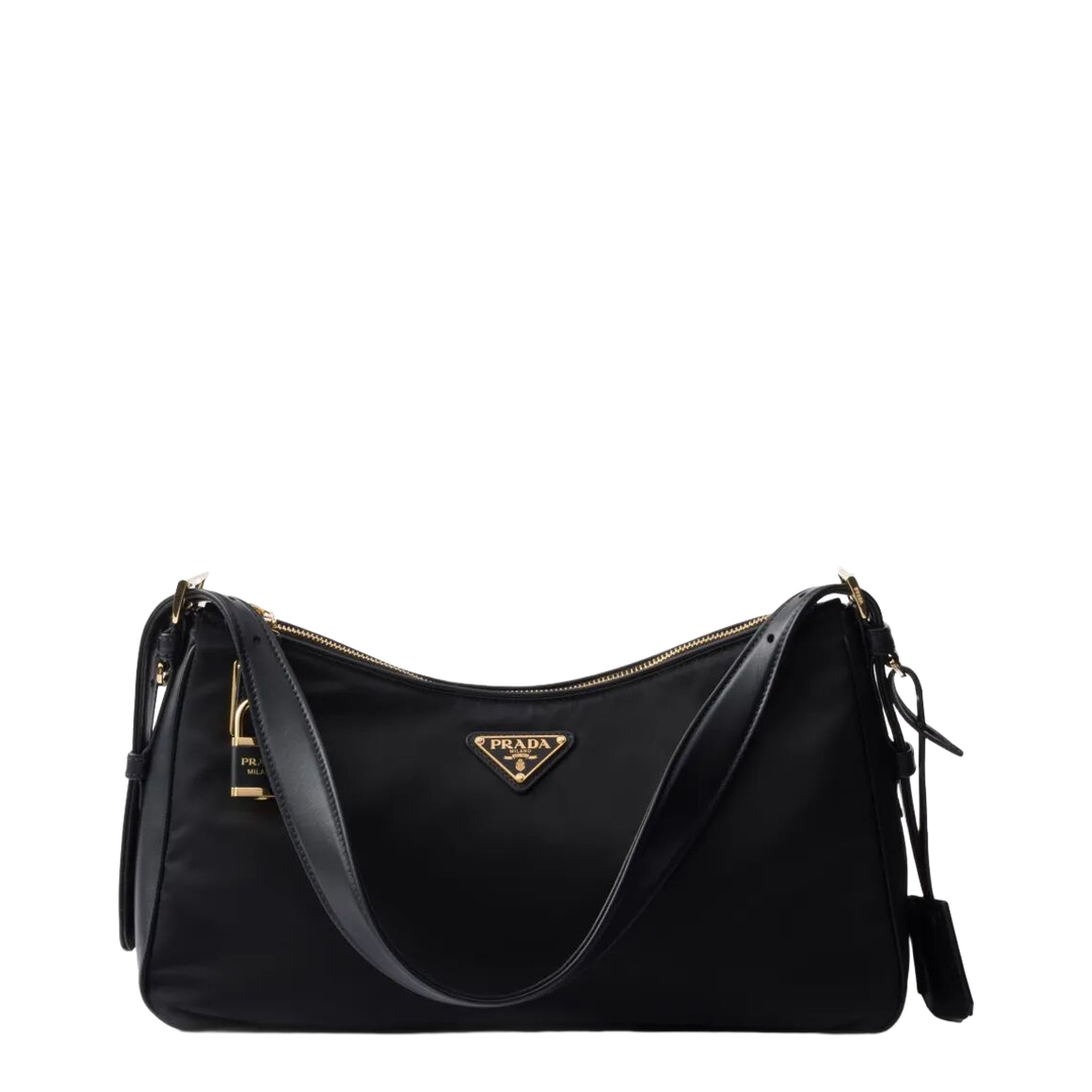 Aimée Large Re-Nylon and Leather Shoulder Bag with Padlock - Image 1