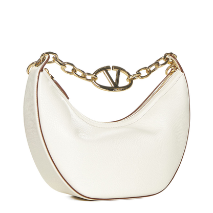 Ivory Leather Small Hobo Vlogo Moon Handbag - Image 2