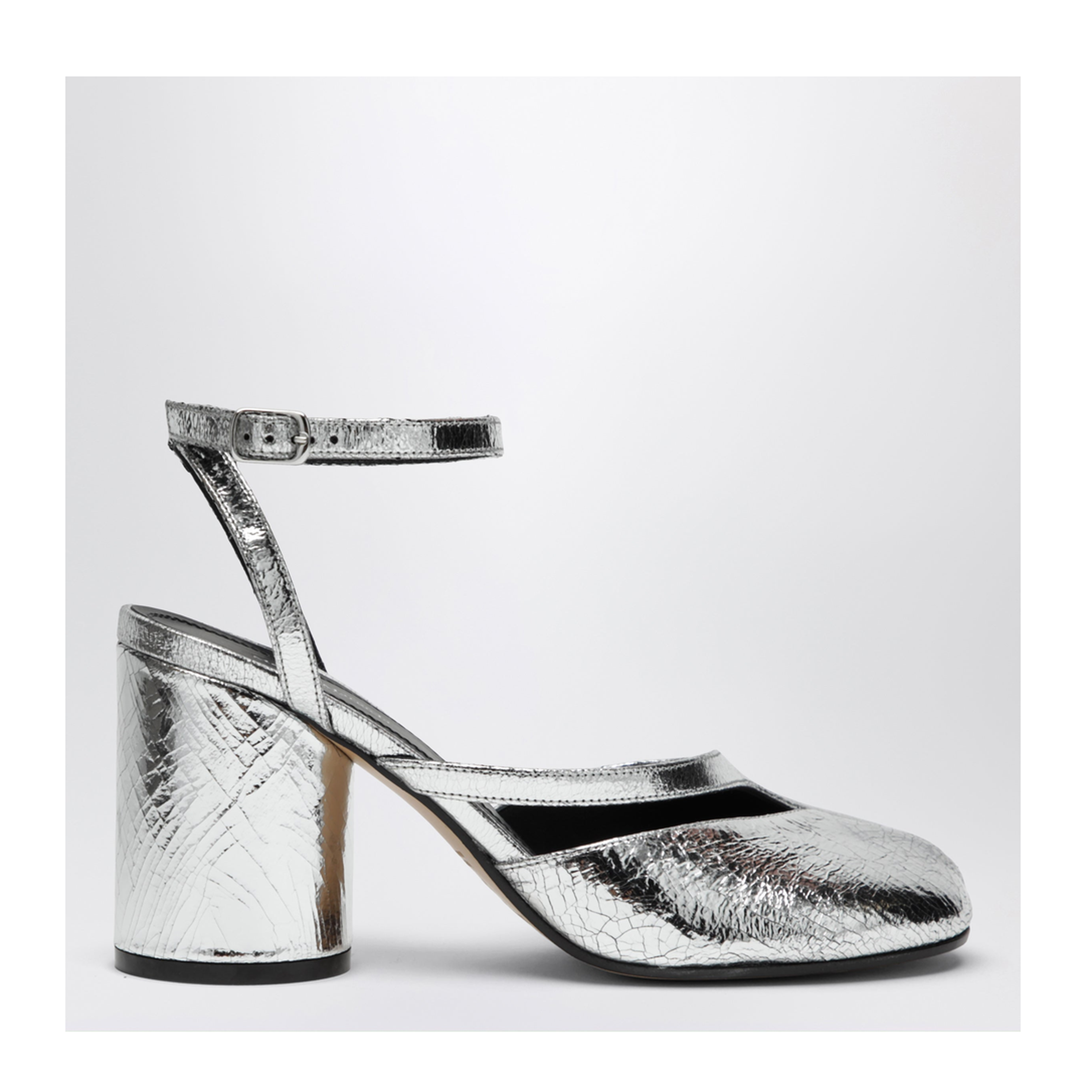 Silver Tabi Sandals In Broken Mirror Finish - Image 1