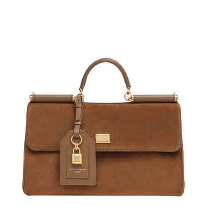 Medium Sicily Bag in Camel Suede Leather - Image 1