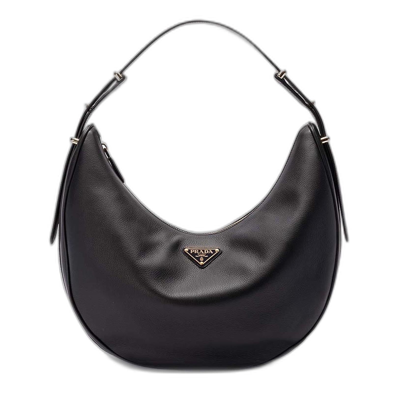 Black Large Leather Shoulder Bag - Image 1