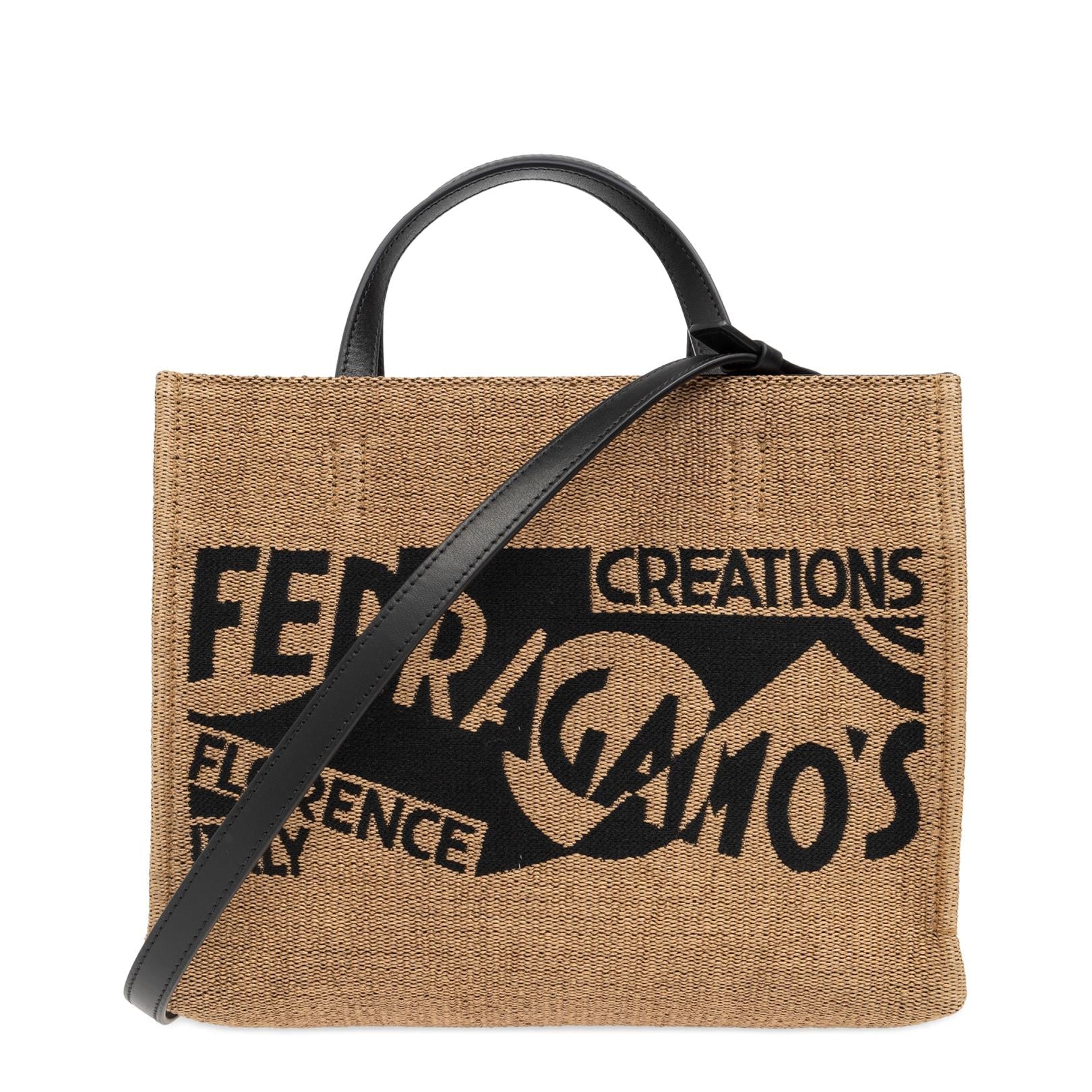 Logo Raffia Shopper Bag - Image 1