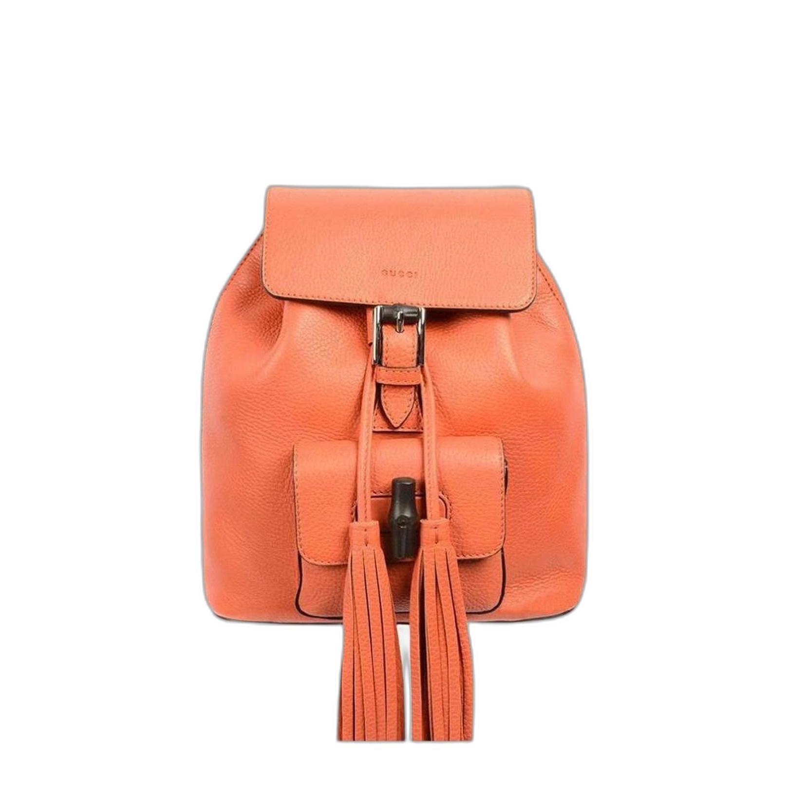 Gucci Bamboo Orange Calfskin Backpack - Image 1