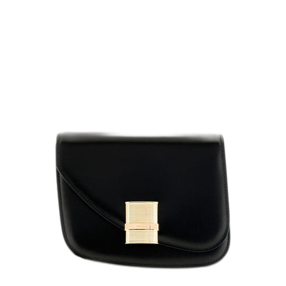 Ferragamo Black Leather Small Fiamma Crossbody Bag - Image 1