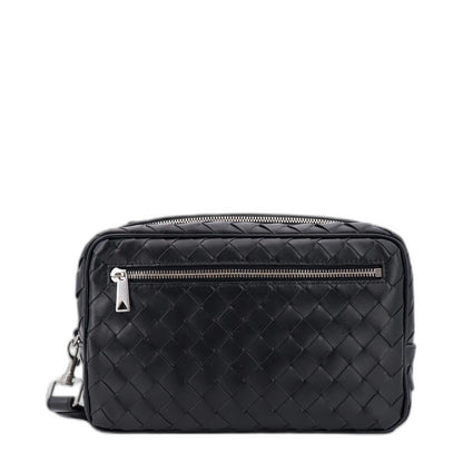 Intrecciato Pouch With Wristlet in Black - Image 1