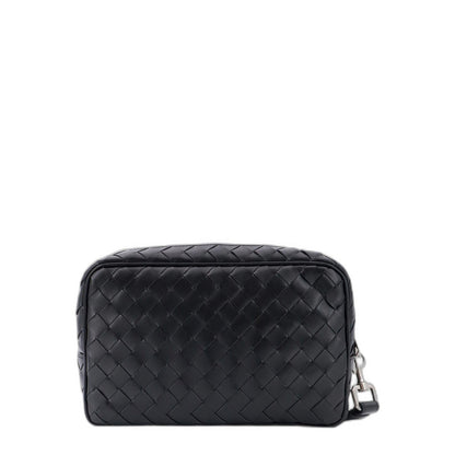 Intrecciato Pouch With Wristlet in Black - Image 2