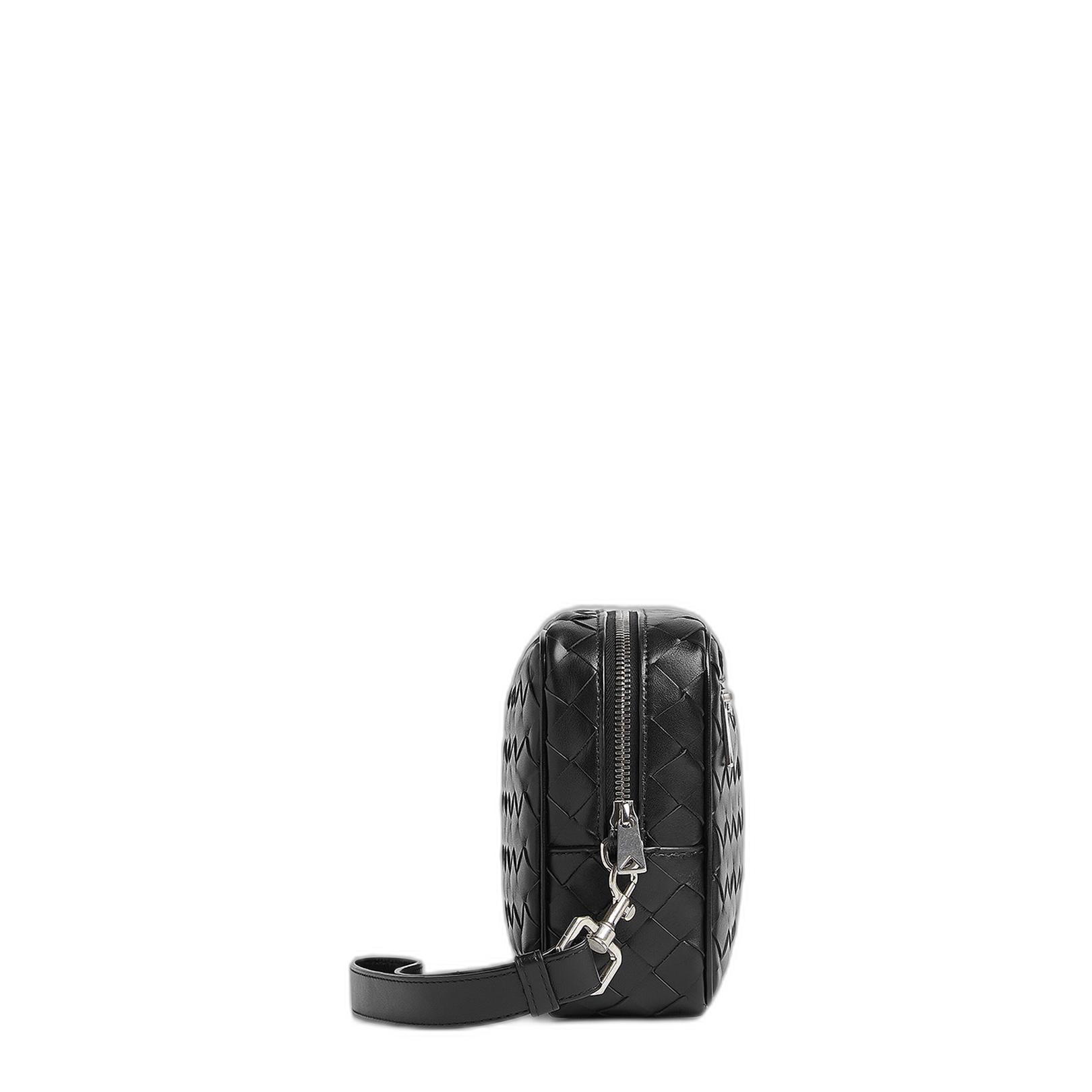Intrecciato Pouch With Wristlet in Black - Image 5