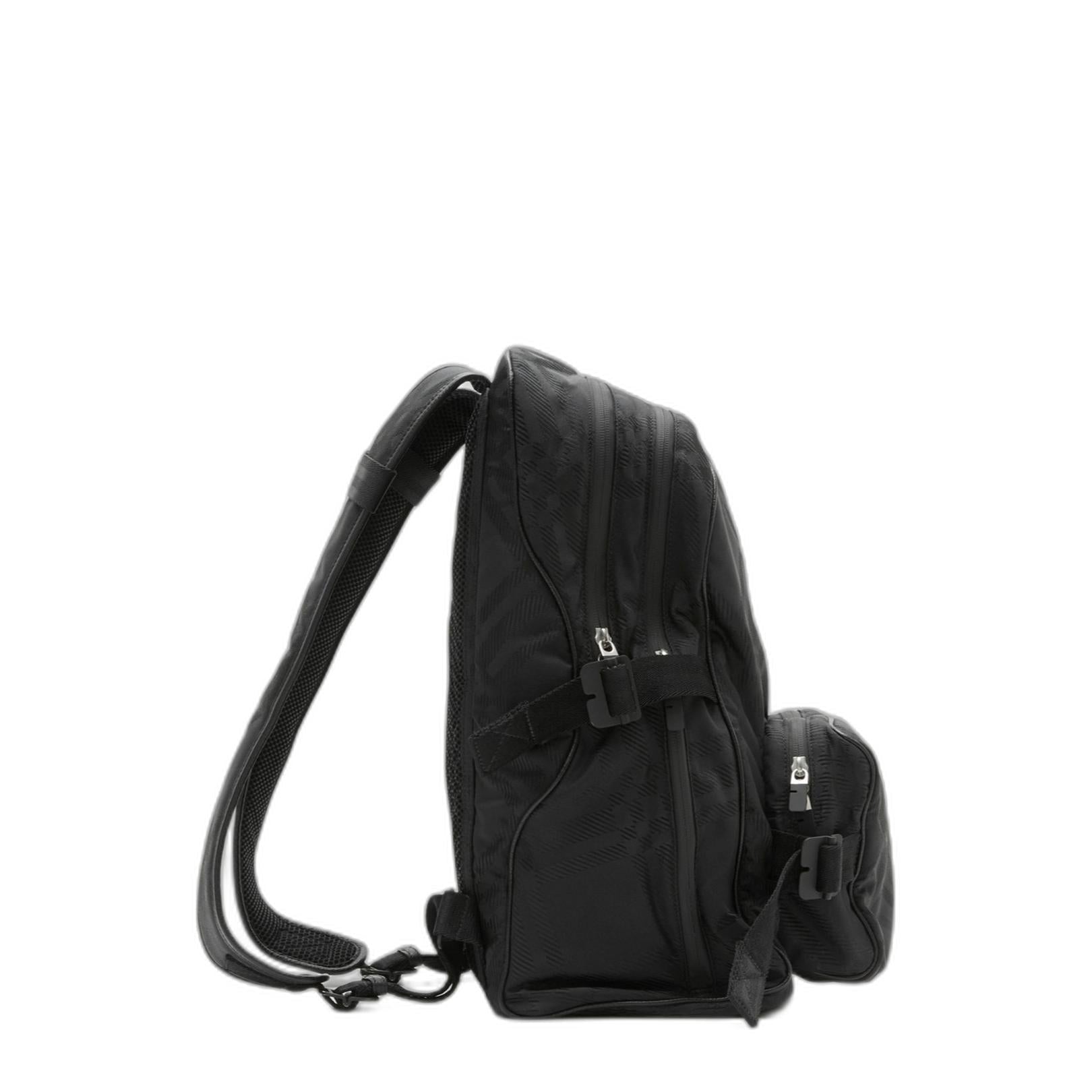Check Jacquard Backpack in Black - Image 2
