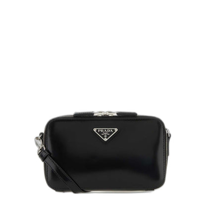 Black Leather Brique Crossbody Bag - Image 1
