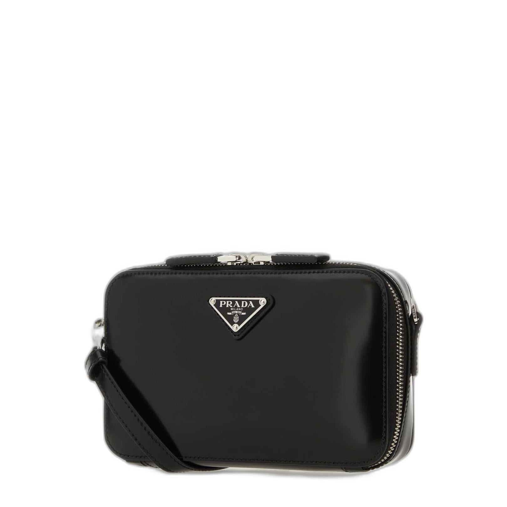 Black Leather Brique Crossbody Bag - Image 2