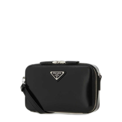 Black Leather Brique Crossbody Bag - Image 2