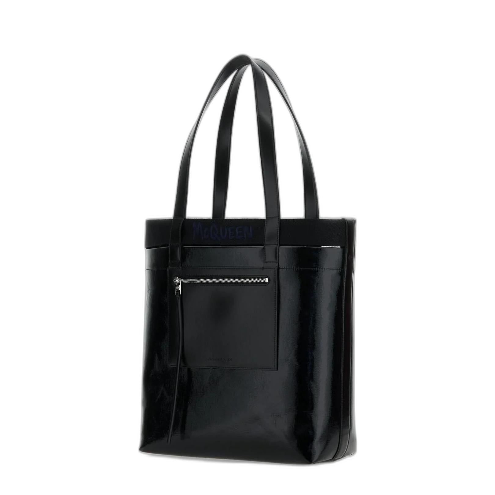 Black Fabric Shopping Bag - Image 2