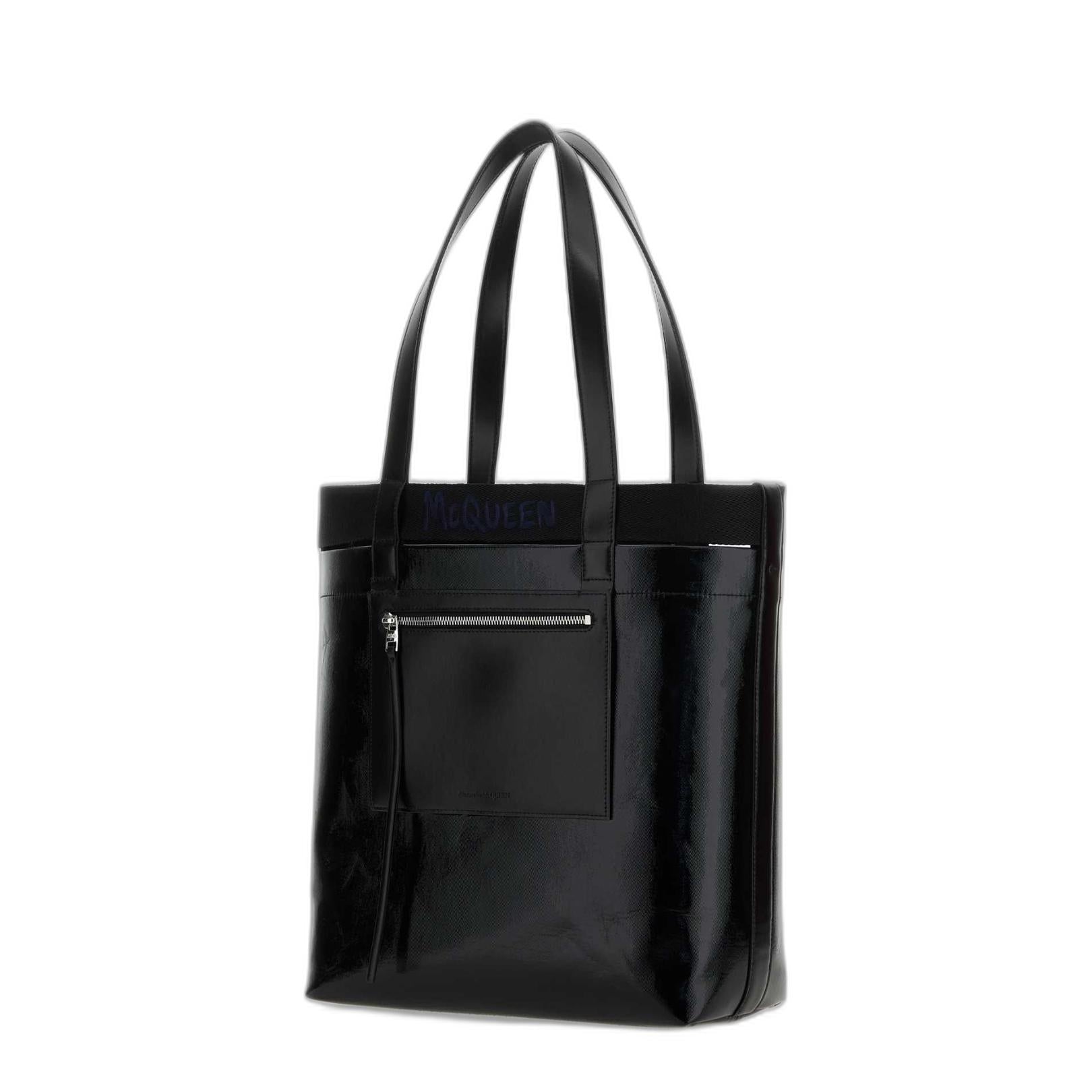 Black Fabric Shopping Bag - Image 4