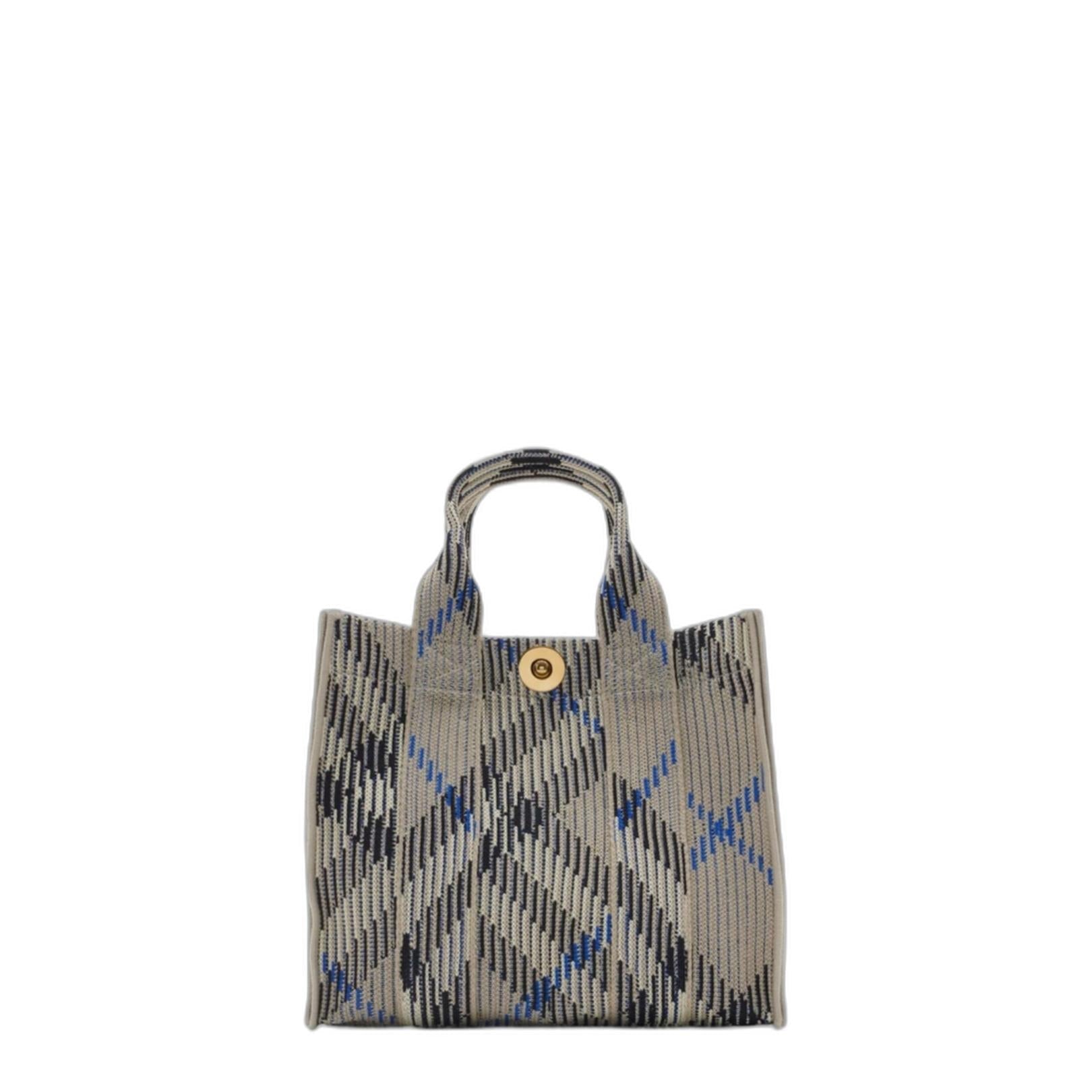 Mini Check Knitted Tote in Lichen - Image 1