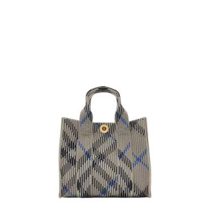 Mini Check Knitted Tote in Lichen - Image 1