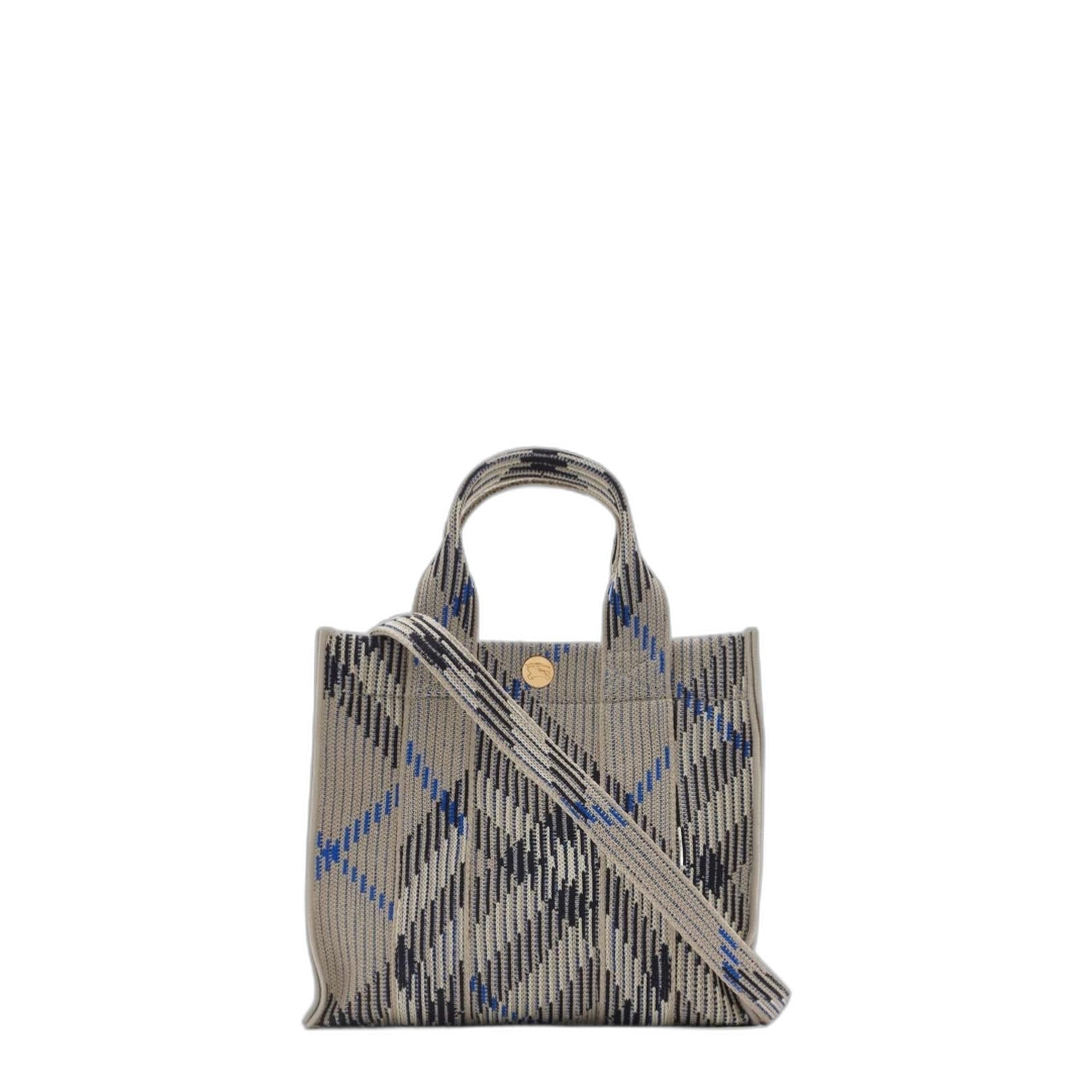 Mini Check Knitted Tote in Lichen - Image 3