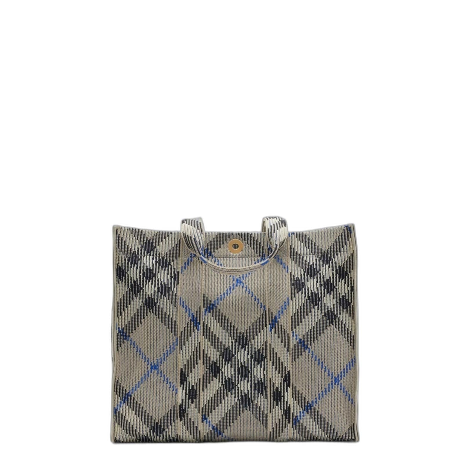 Medium Check Knitted Tote in Lichen - Image 1