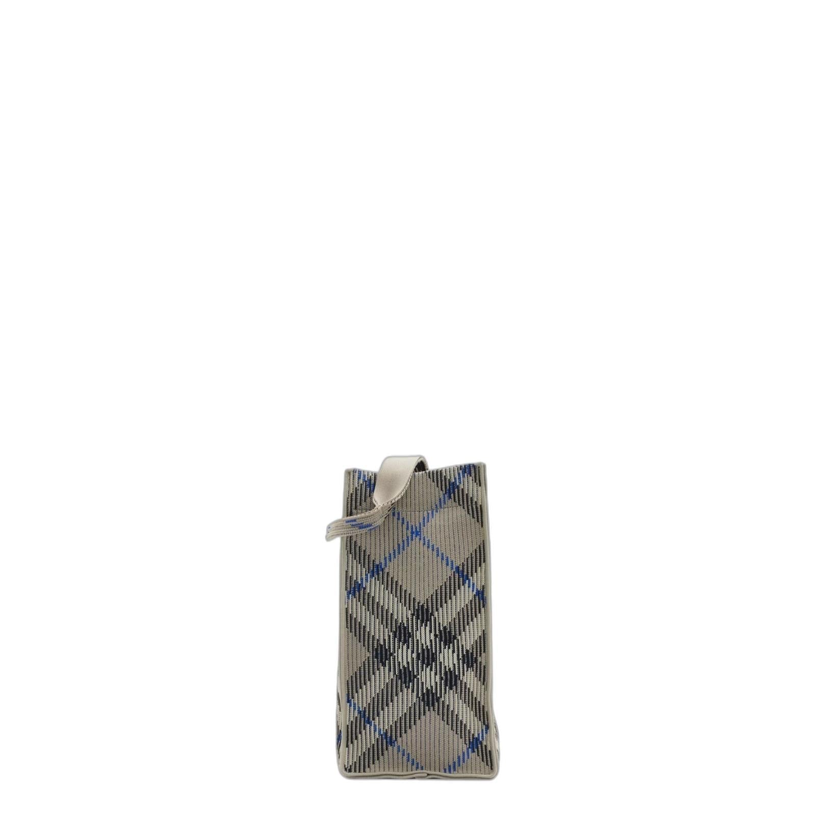 Medium Check Knitted Tote in Lichen - Image 2