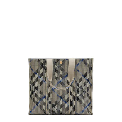 Medium Check Knitted Tote in Lichen - Image 3