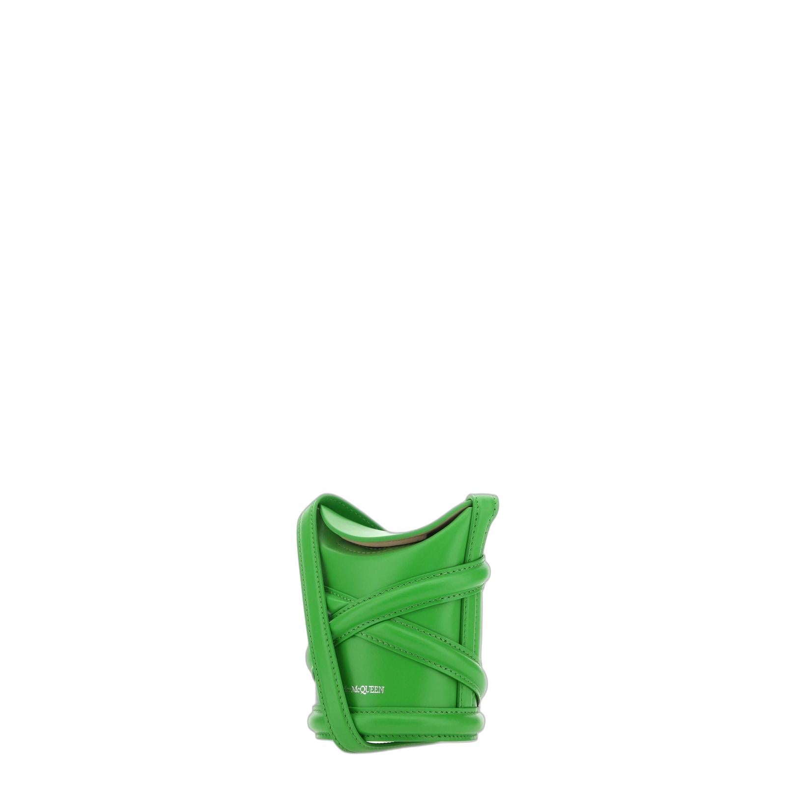 Grass Green Leather Mini The Curve Bucket - Image 2