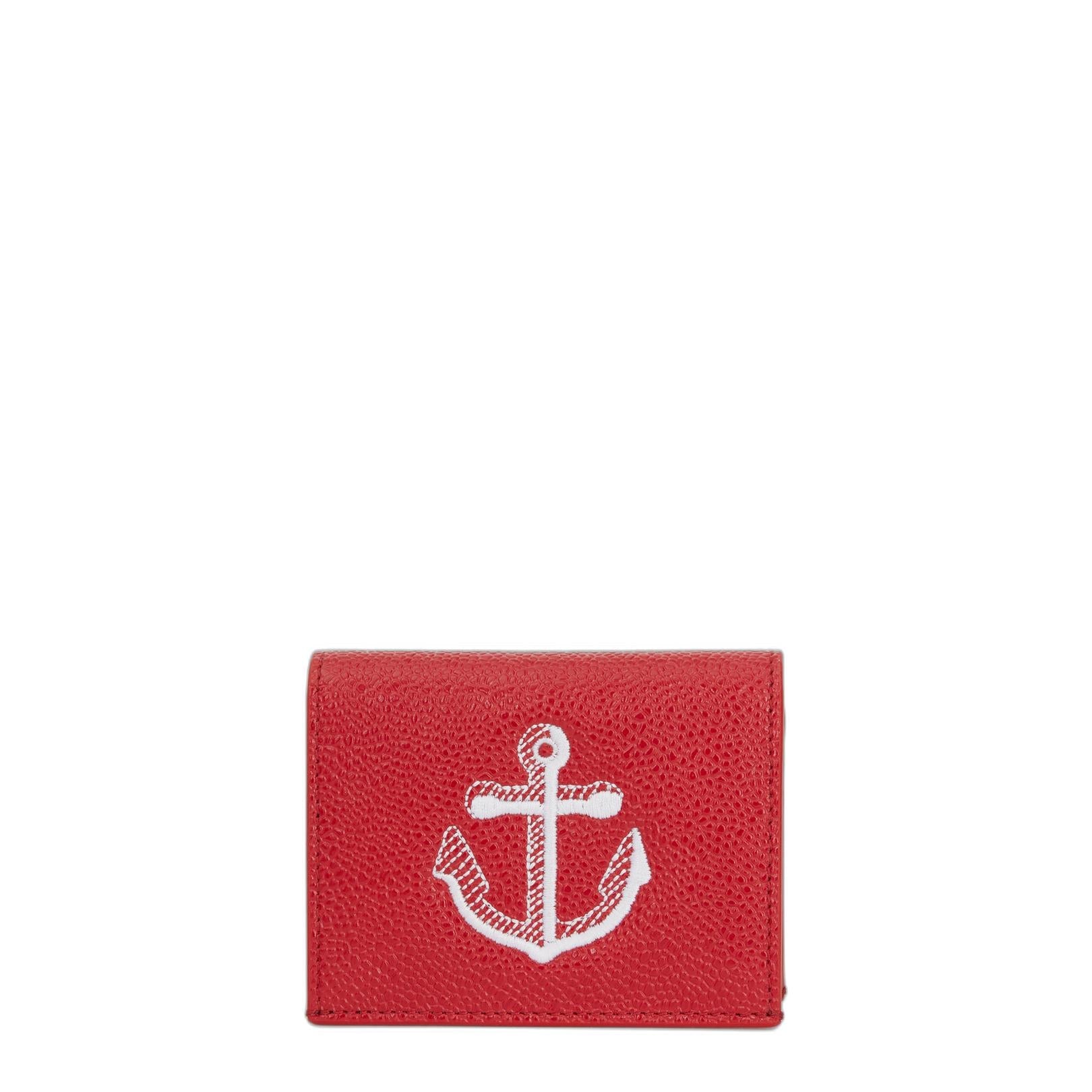 Pebble Grain Leather Anchor Double Card Holder - Image 1