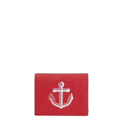 Pebble Grain Leather Anchor Double Card Holder - Image 1