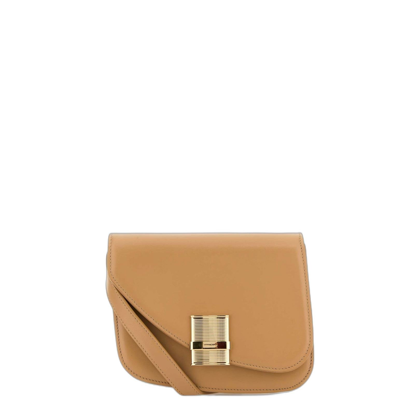 Beige Leather Small Fiamma Crossbody Bag - Image 1