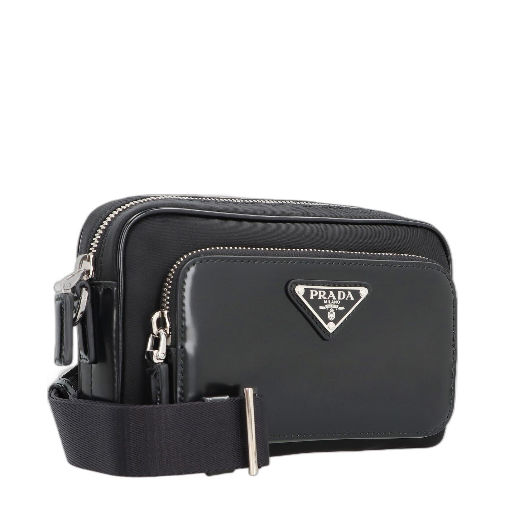 Black Re-nylon And Leather Crossbody Bag - Image 2