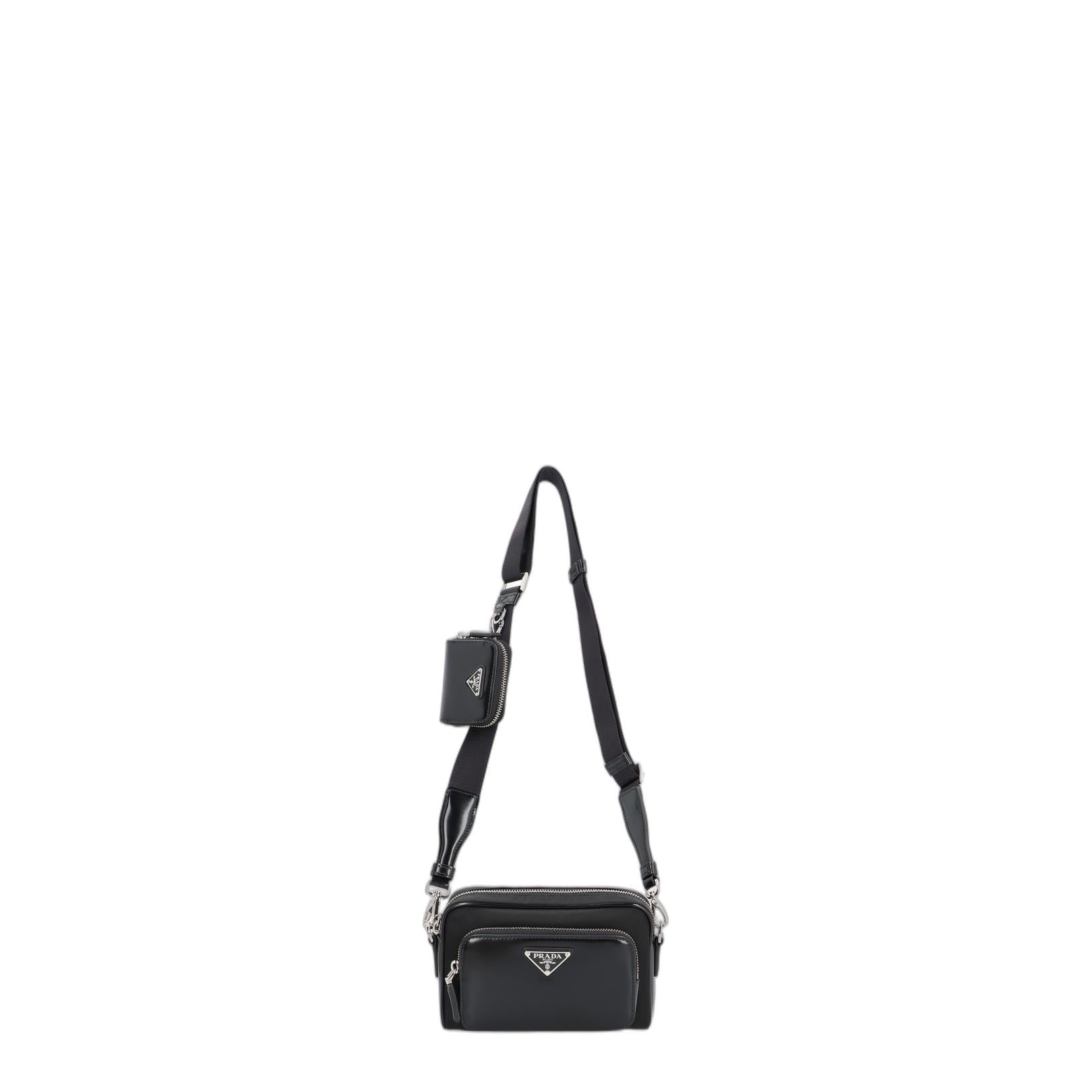 Black Re-nylon And Leather Crossbody Bag - Image 4