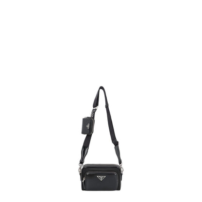 Black Re-nylon And Leather Crossbody Bag - Image 4