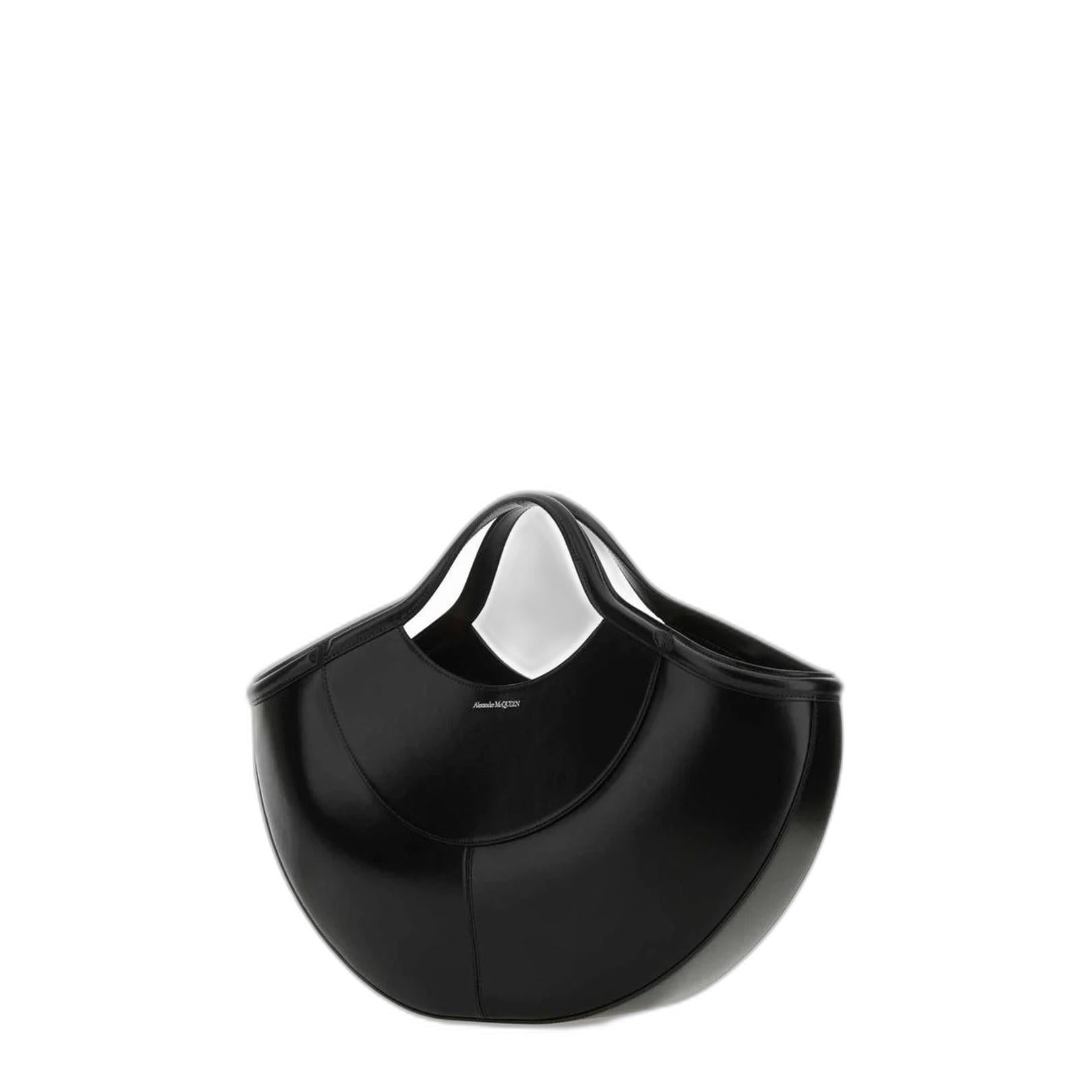 Black Leather Shopping Bag - Image 4