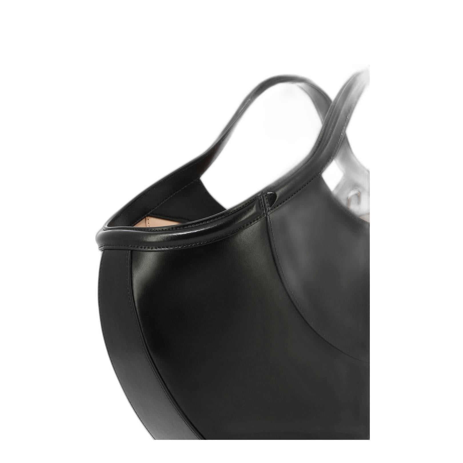 Black Leather Shopping Bag - Image 8