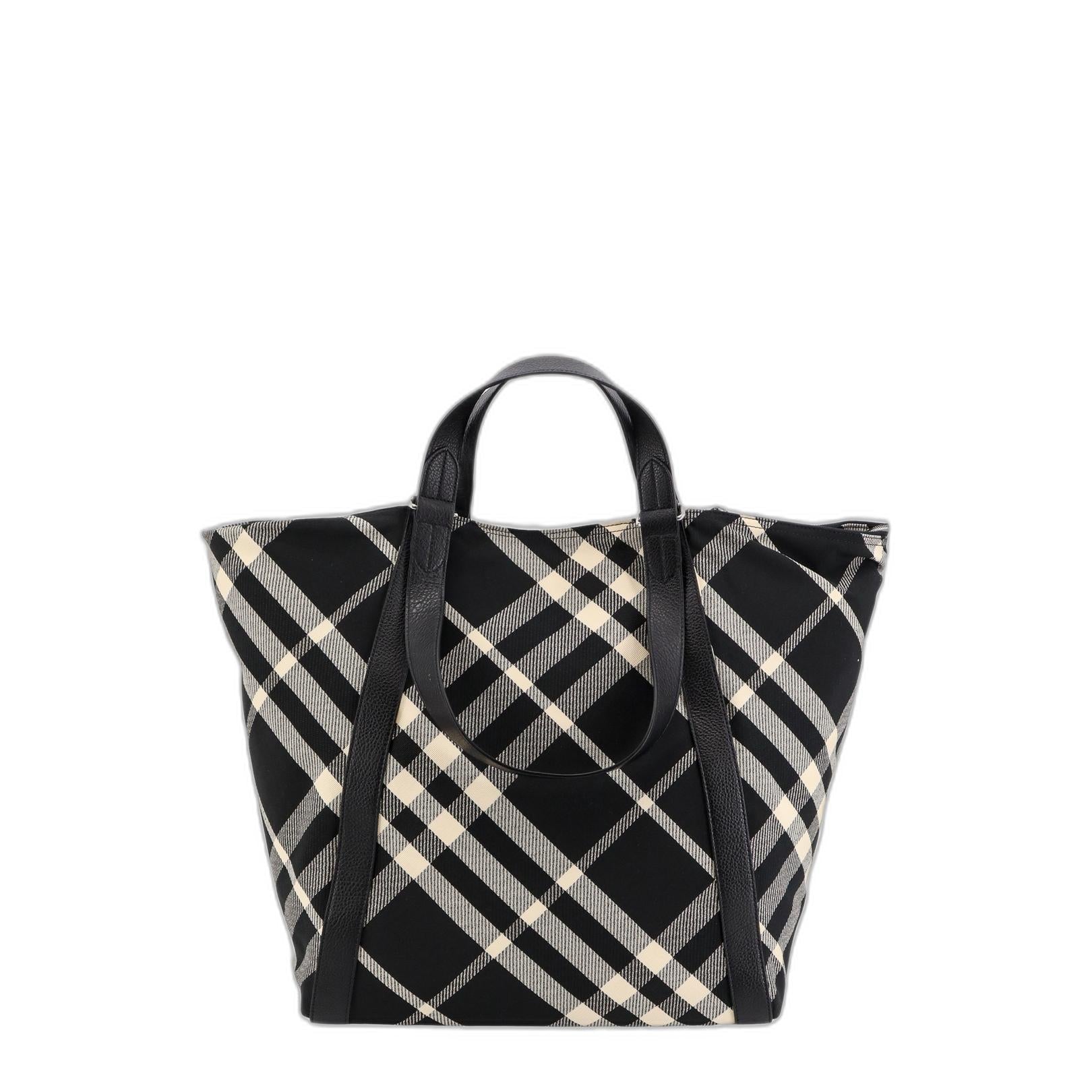 Check Jacquard Tote Bag - Image 1