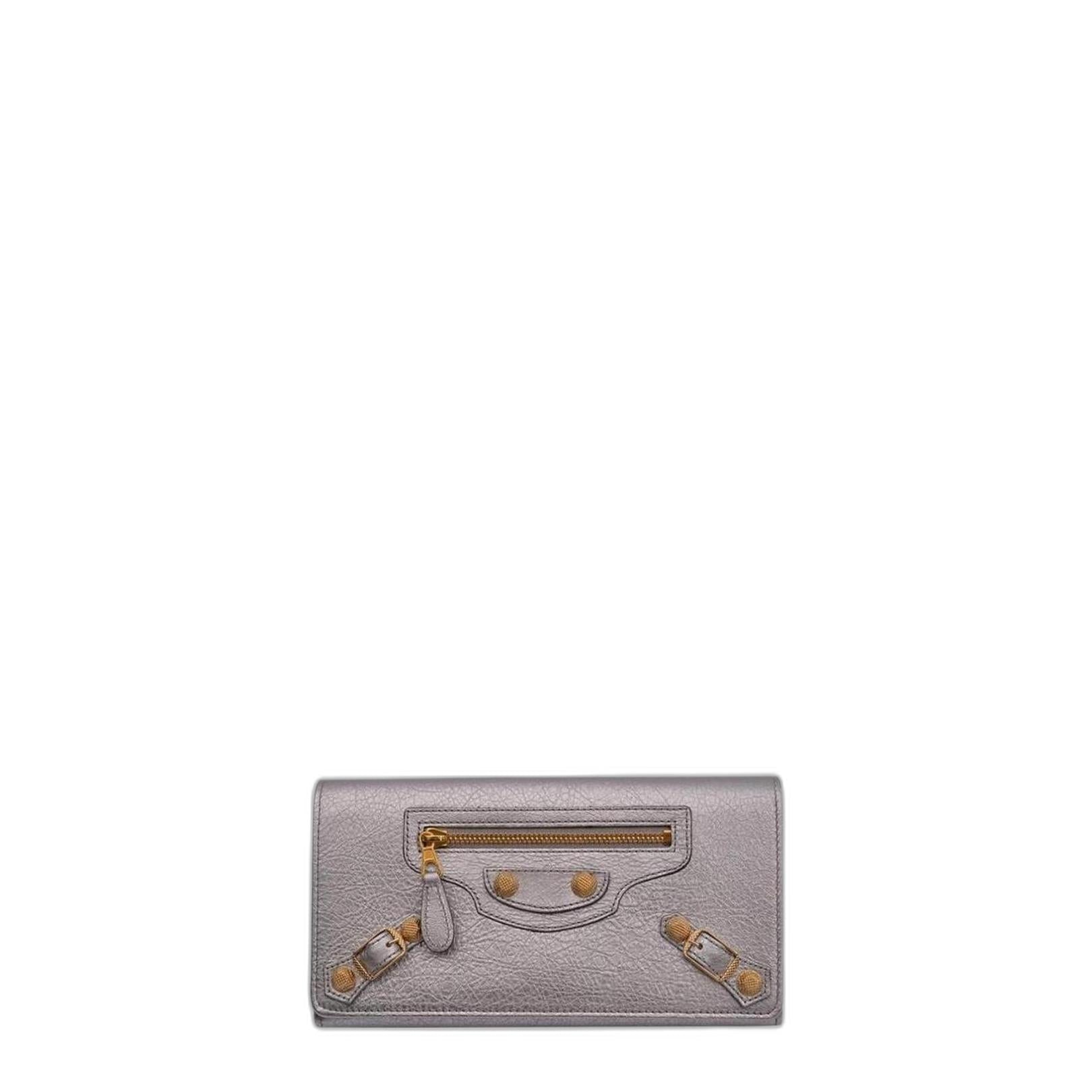 Long Button Wallet in Gray - Image 1