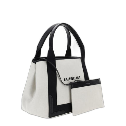 Navy Small Cabas in Beige - Image 2