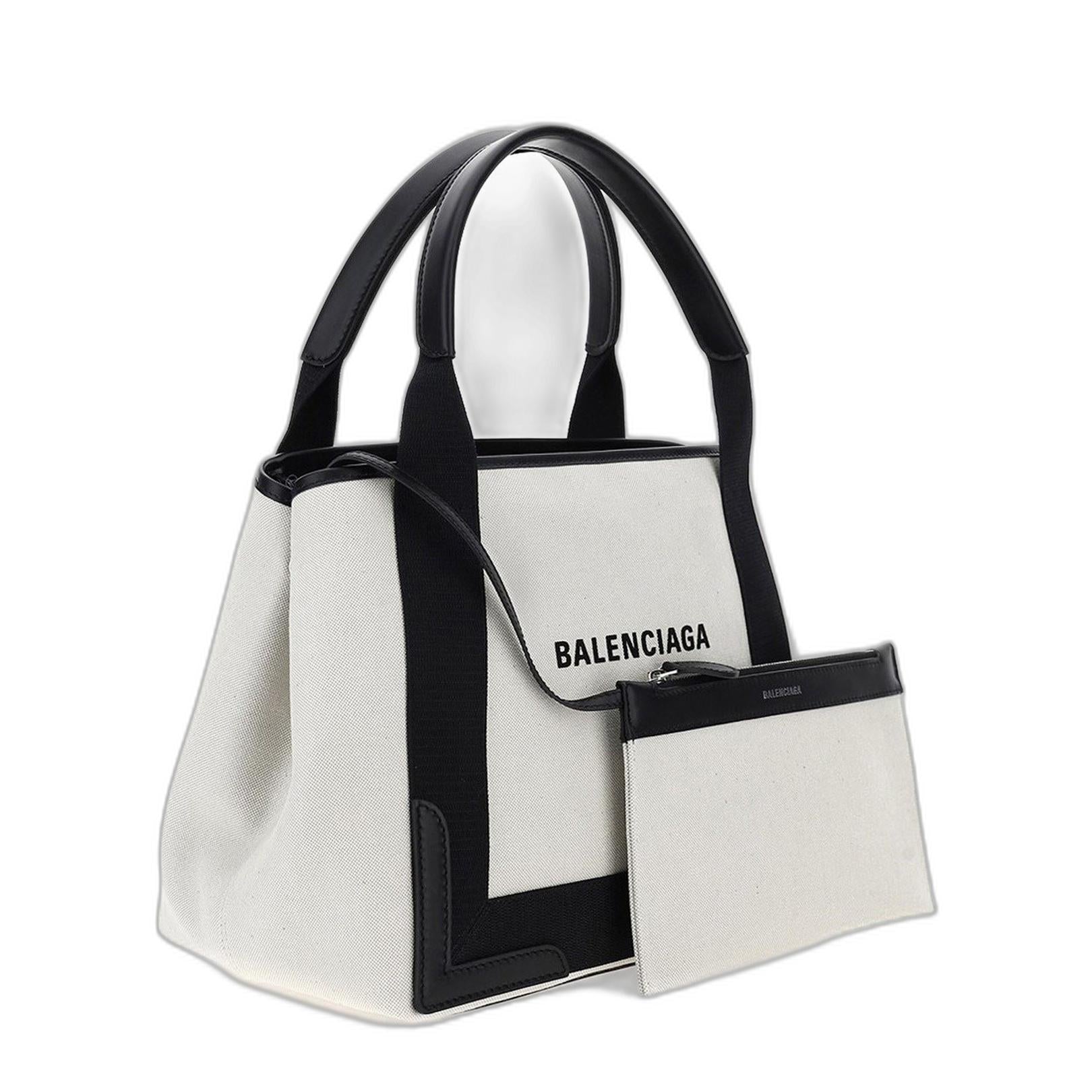 Navy Small Cabas in Beige - Image 6