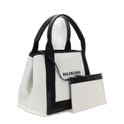 Navy Small Cabas in Beige - Image 6