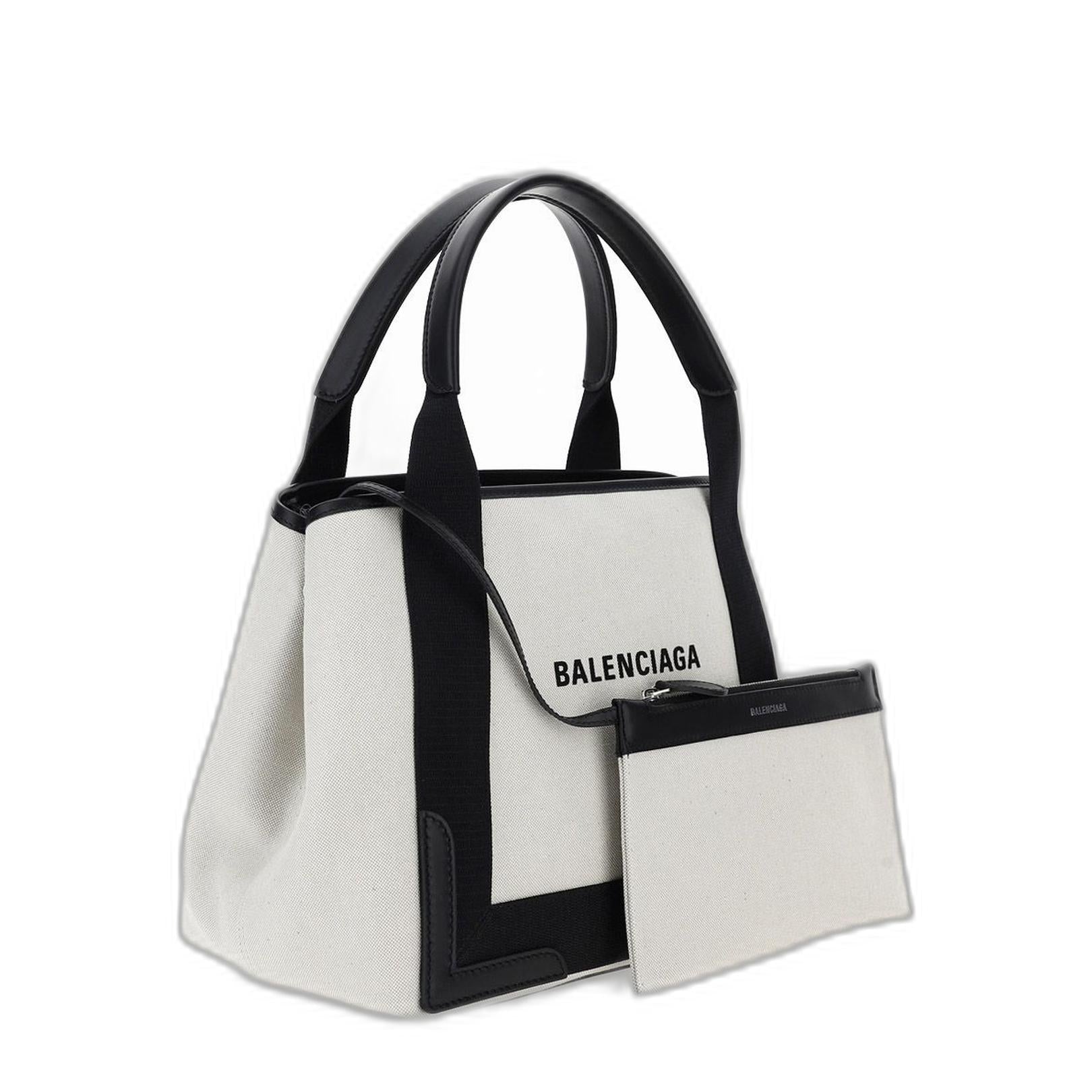 Navy Small Cabas in Beige - Image 9