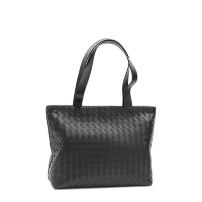 Black Leather Small Intrecciato Shopping Bag - Image 2