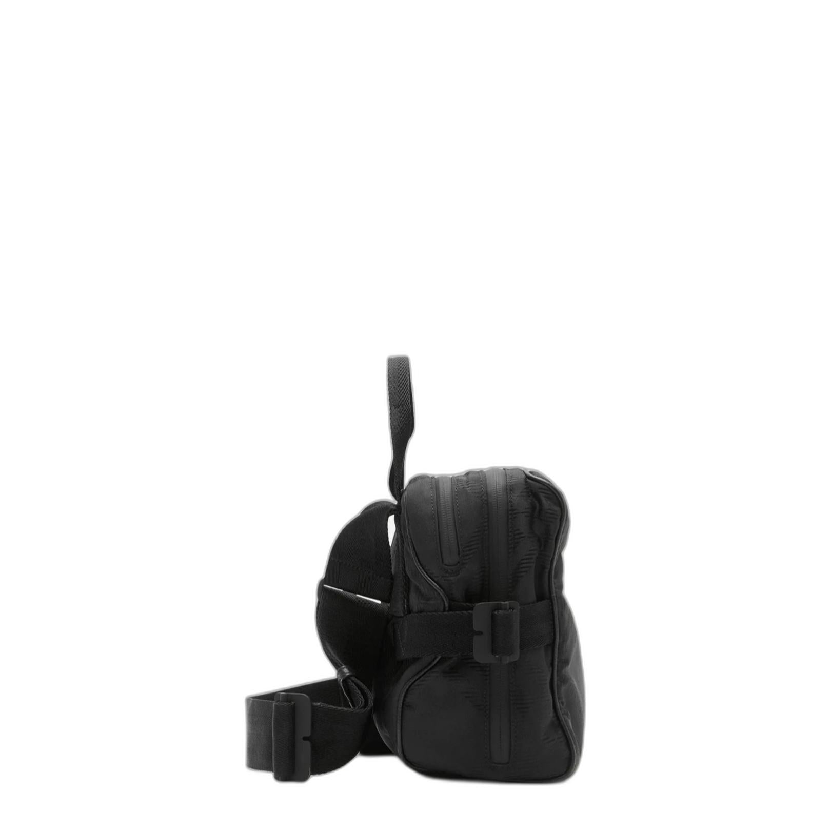 Check Jacquard Crossbody Bag in Black - Image 2