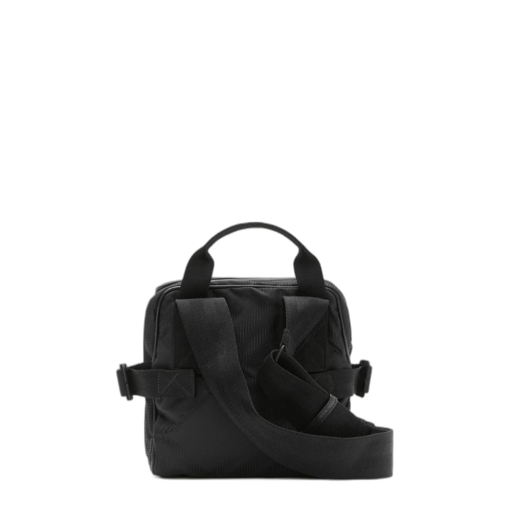 Check Jacquard Crossbody Bag in Black - Image 3