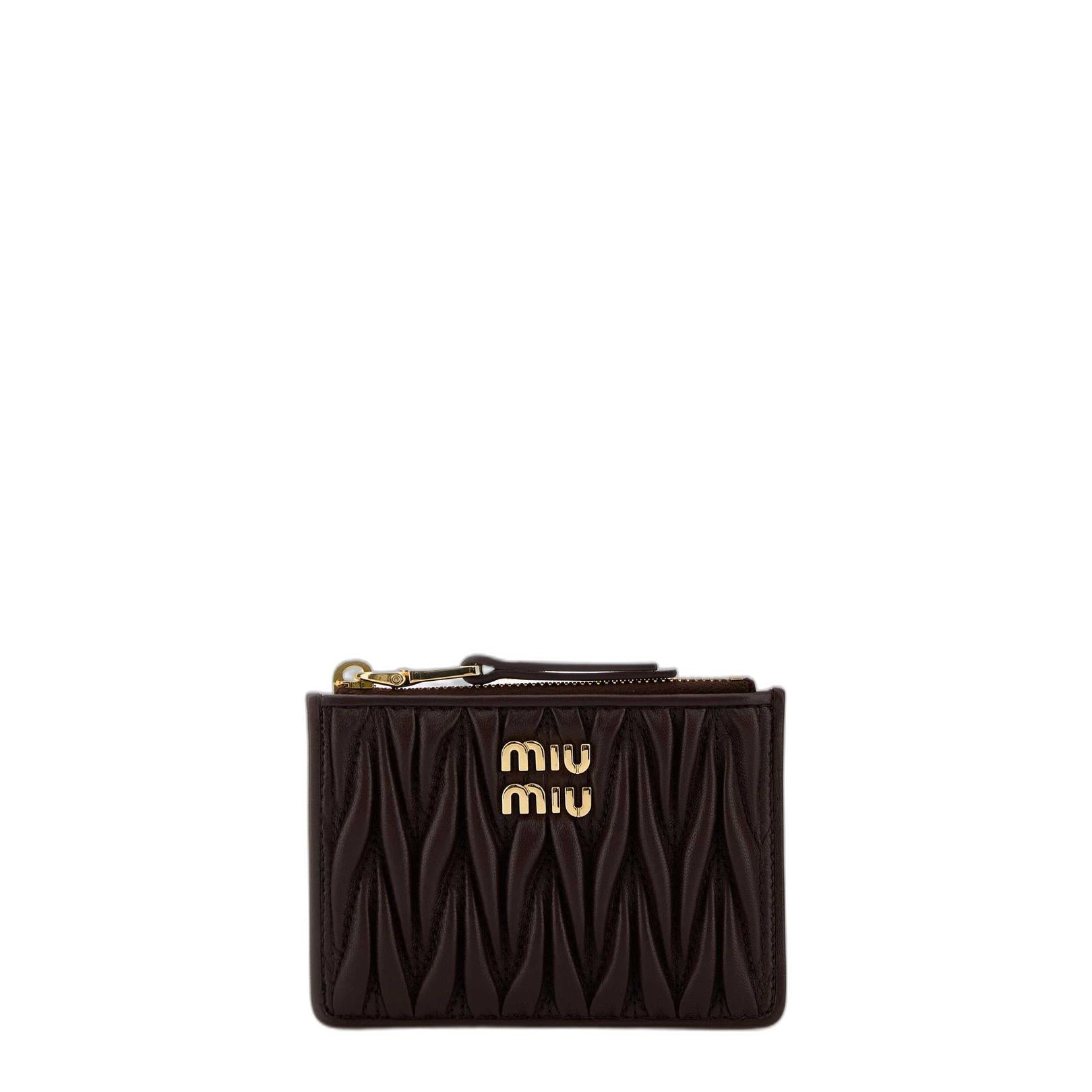 Miu Miu Brown Nappa Leather Card Holder - Image 1