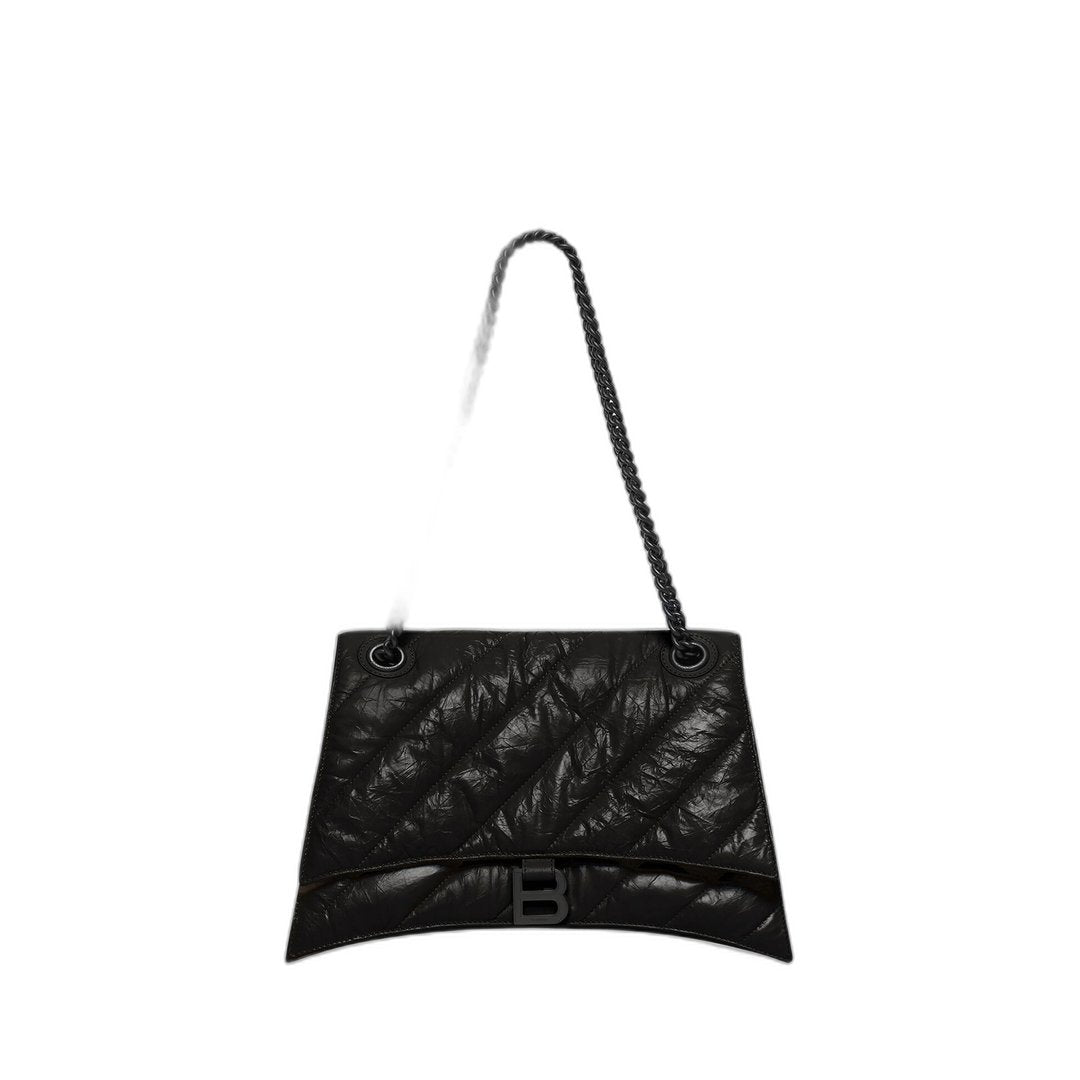 Crush Medium Chain Bag Quilted In Black - Image 2