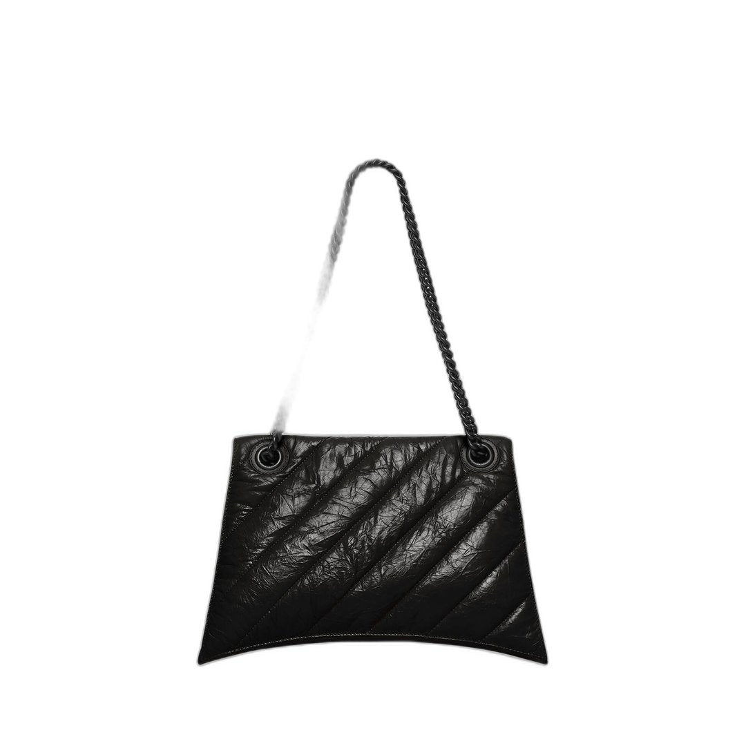 Crush Medium Chain Bag Quilted In Black - Image 3