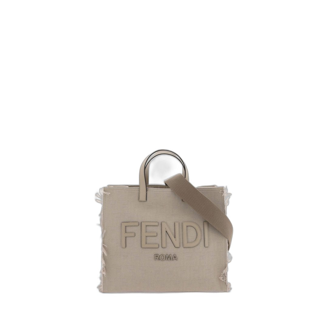 FF Jacquard Fringed
Beige Leather Bag - Image 1