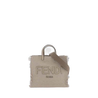 FF Jacquard Fringed
Beige Leather Bag - Image 1