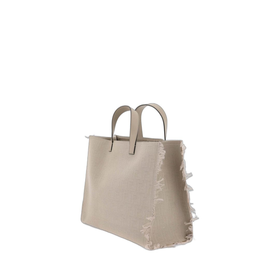 FF Jacquard Fringed
Beige Leather Bag - Image 9