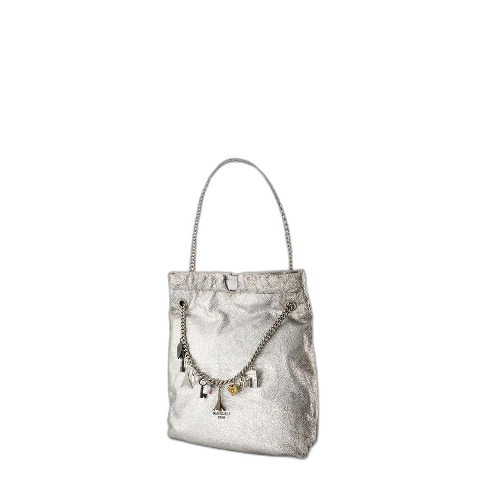 Medium Crush Tote Bag in Silver - Image 2